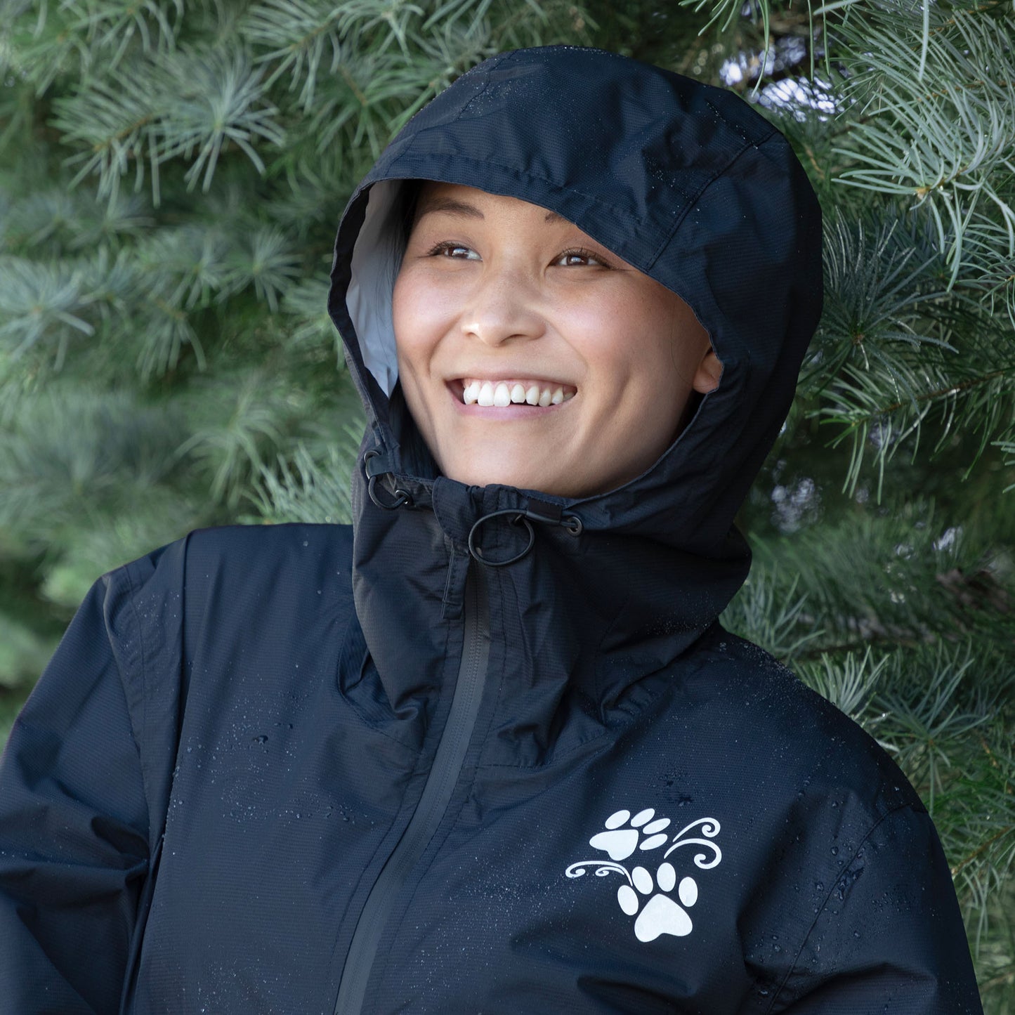 Reflective Paw Print Rain Jacket with Zippered Pockets