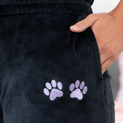 Velour Paw Print Straight Leg Pants