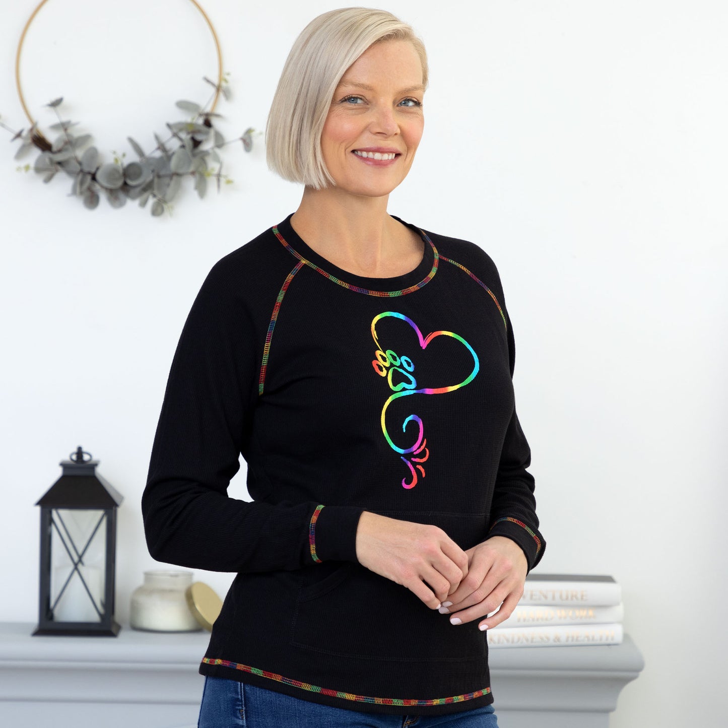 Rainbow Stitch Paw Thermal Long Sleeve Top