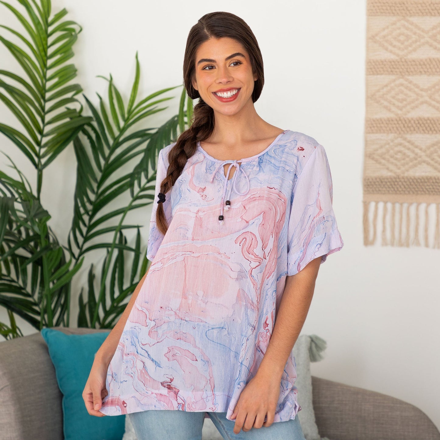 Orchid Swirl Short Sleeve Top