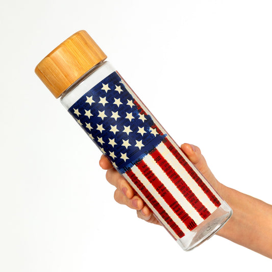 Land of Liberty Glass Tumbler Eco-Friendly Water Bottle