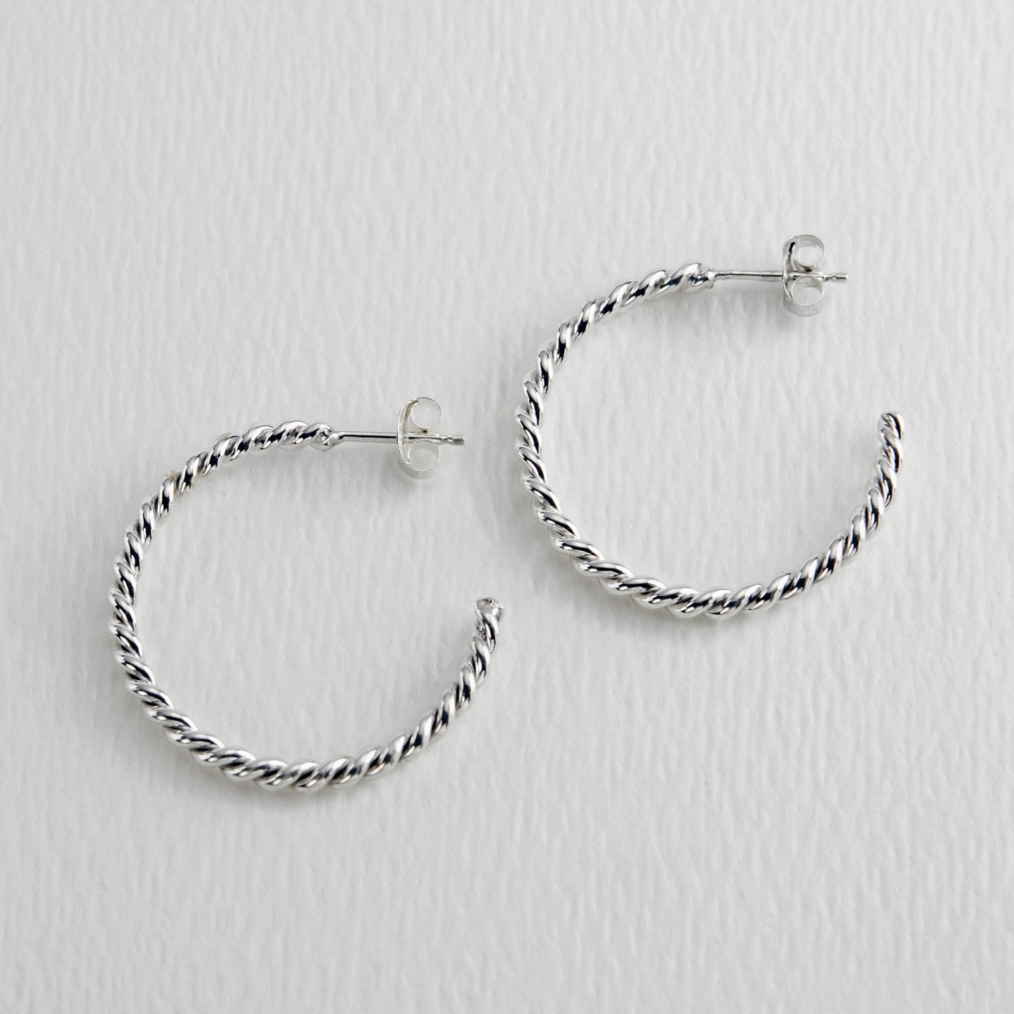 Twisted 24mm Sterling Silver Hoop Earrings