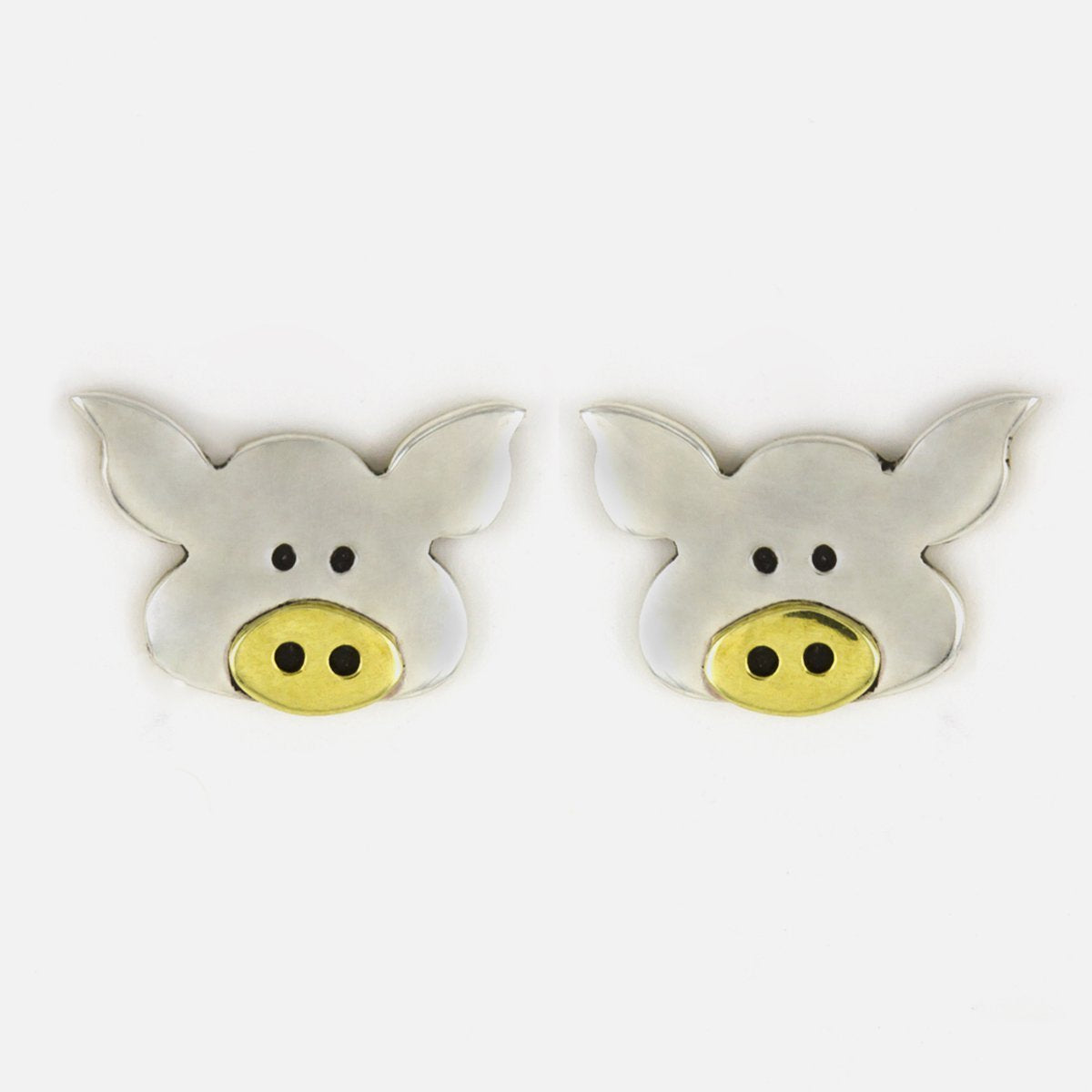 Piggy Portrait Mixed Metal Earrings