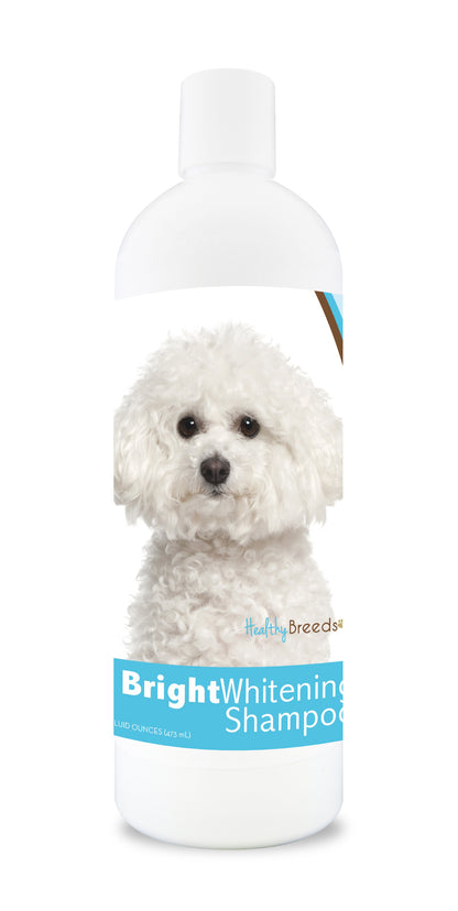 Bottle of bright whitening shampoo featuring a smiling dog on the label.