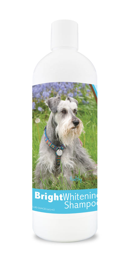 Bottle of bright whitening shampoo featuring a dog's face on the label.