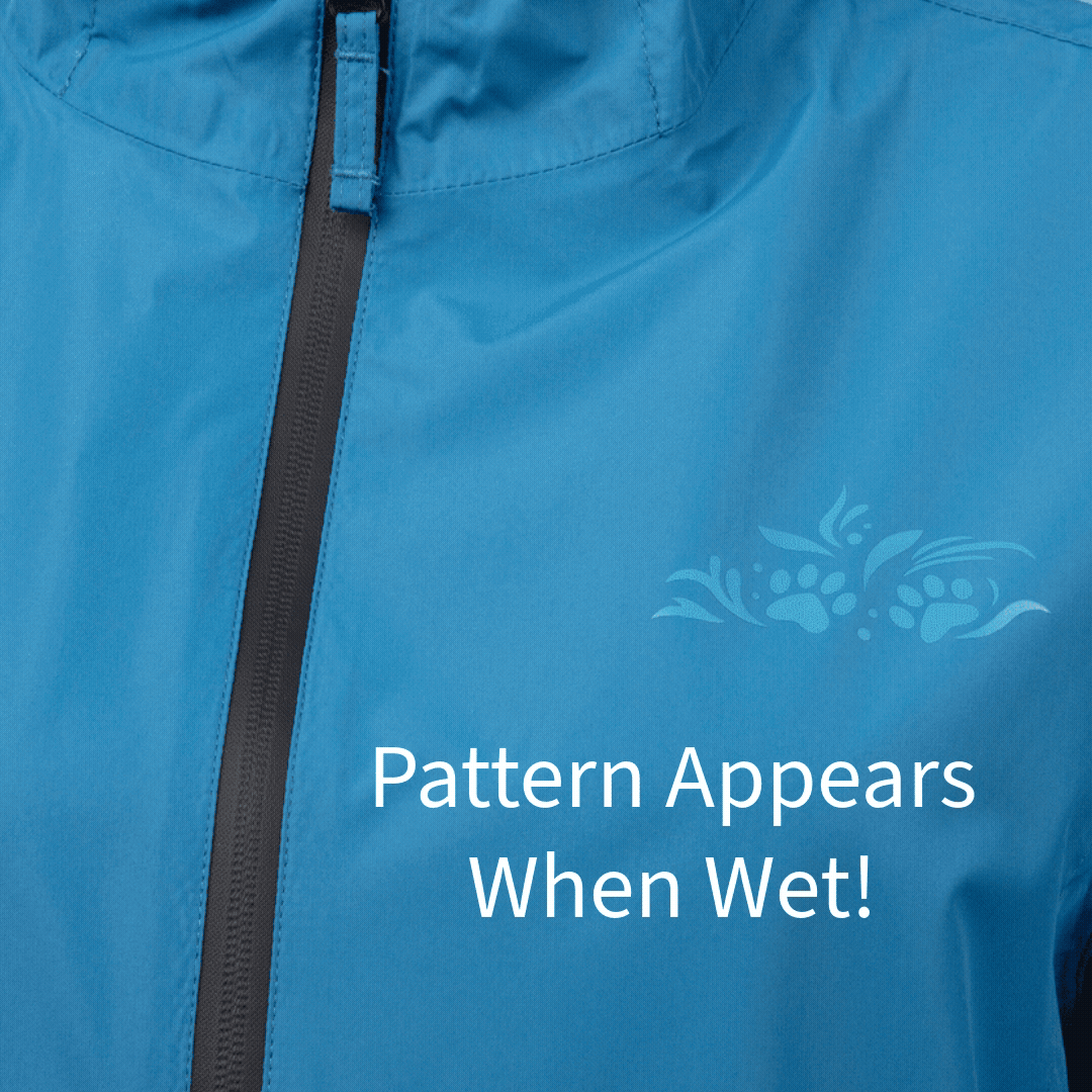 Pattern appearing on rain jacket when it gets wet.
