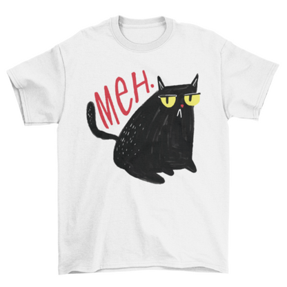 Unimpressed Meh Black Cat T-Shirt