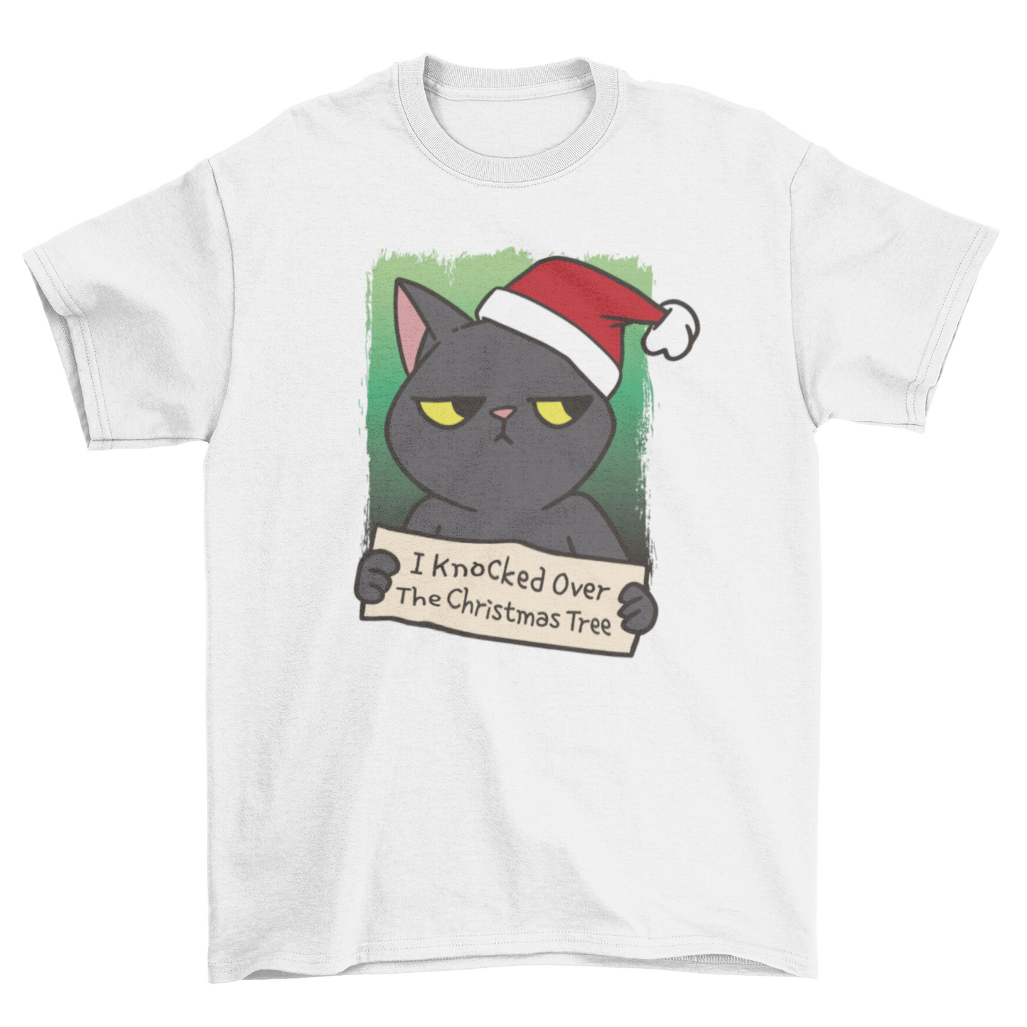 Black Cat Christmas Tree T-Shirt