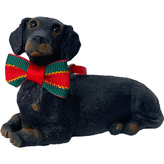 Sitting Black Dachshund Christmas Tree Ornament