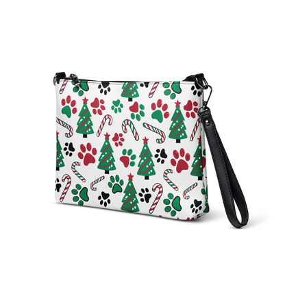 Christmas Paws & Candy Canes Crossbody Bag