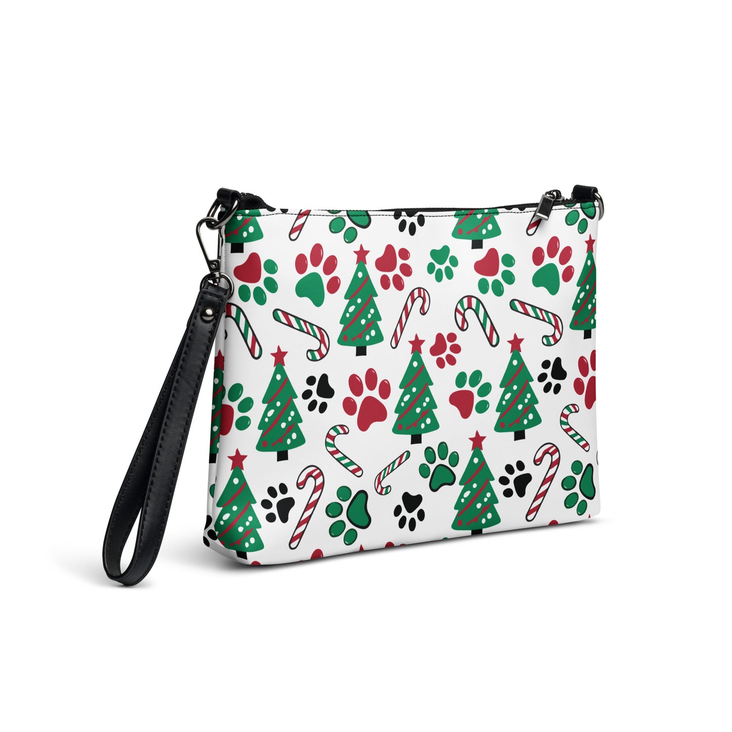 Christmas Paws & Candy Canes Crossbody Bag