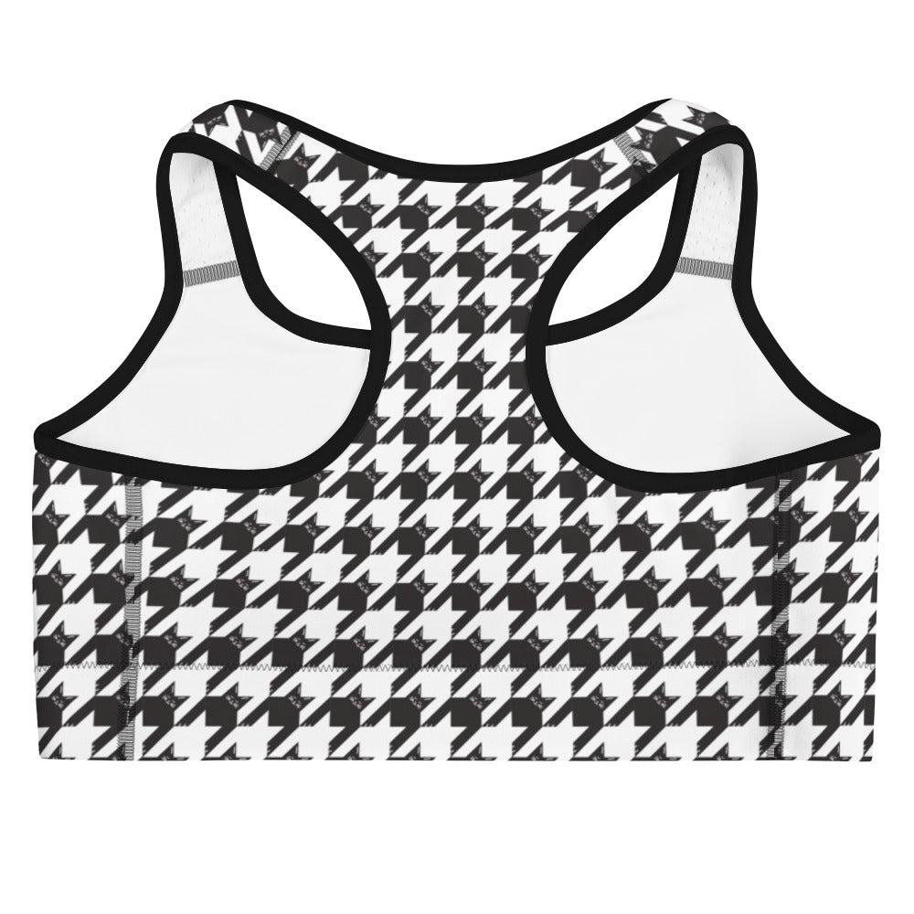 Black Cat Houndstooth Sports Bra