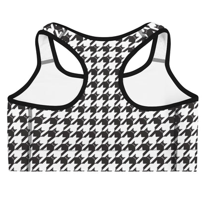 Black Cat Houndstooth Sports Bra