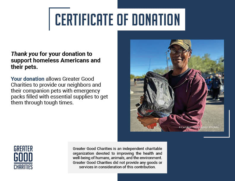 Send Relief Kits to Homeless Americans and their Pets