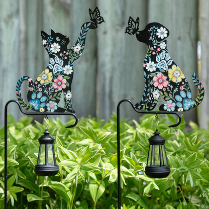 Floral Pet Silhouette Solar Light Garden Stake
