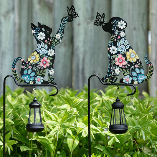 Floral Pet Silhouette Solar Light Garden Stake