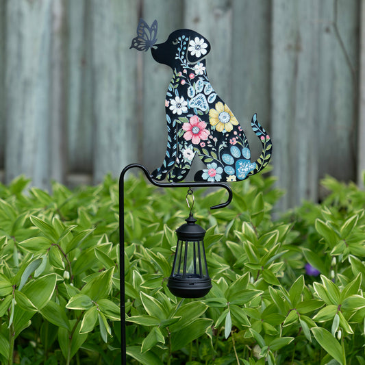 Floral Pet Silhouette Solar Light Garden Stake