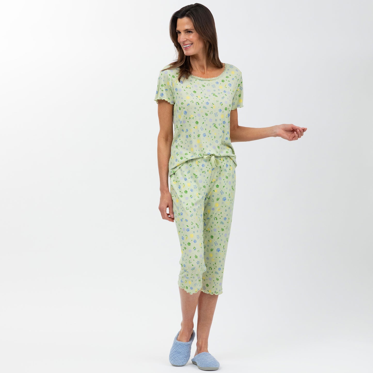 Paws in Bloom Ultra-Soft Ribbed Pajama Capri Set