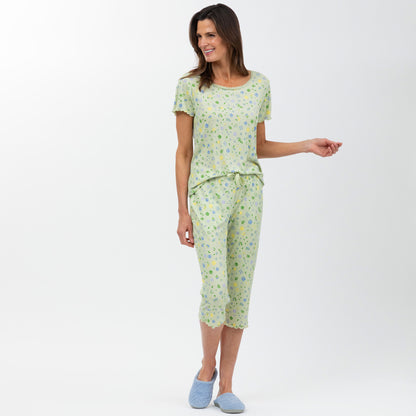 Paws in Bloom Ultra-Soft Ribbed Pajama Capri Set