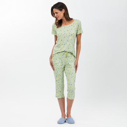 Paws in Bloom Ultra-Soft Ribbed Pajama Capri Set