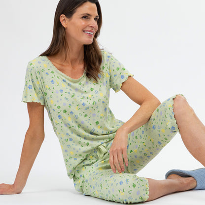 Paws in Bloom Ultra-Soft Ribbed Pajama Capri Set