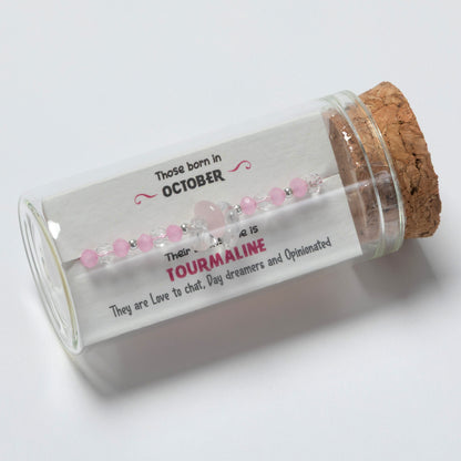 Message in a Bottle Birthstone Bracelet Gift