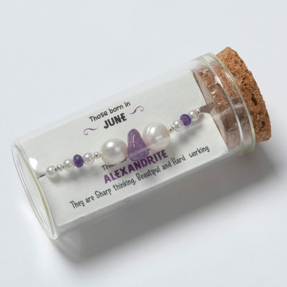 Message in a Bottle Birthstone Bracelet Gift