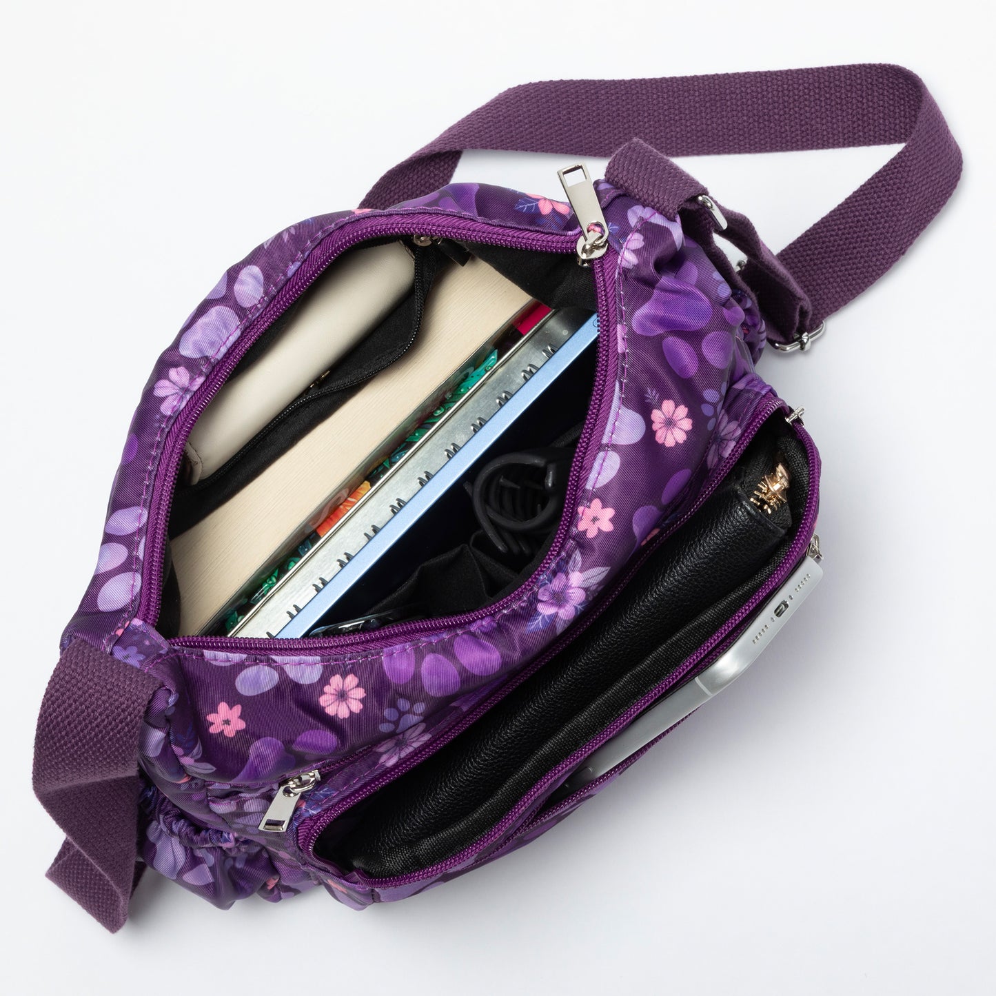 Paw Print Nylon Crossbody Purse | Adjustable Strap with Zip Pockets