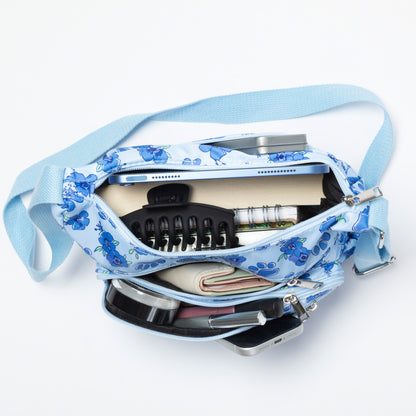 Paw Print Nylon Crossbody Purse | Adjustable Strap with Zip Pockets