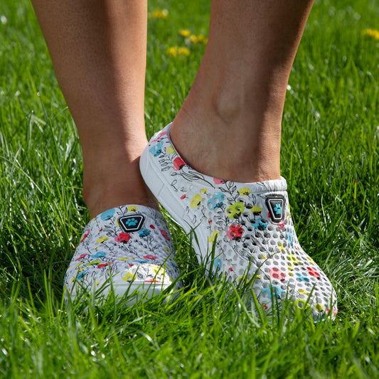 Colorful Paw Print Lightweight Slip-On Clogs