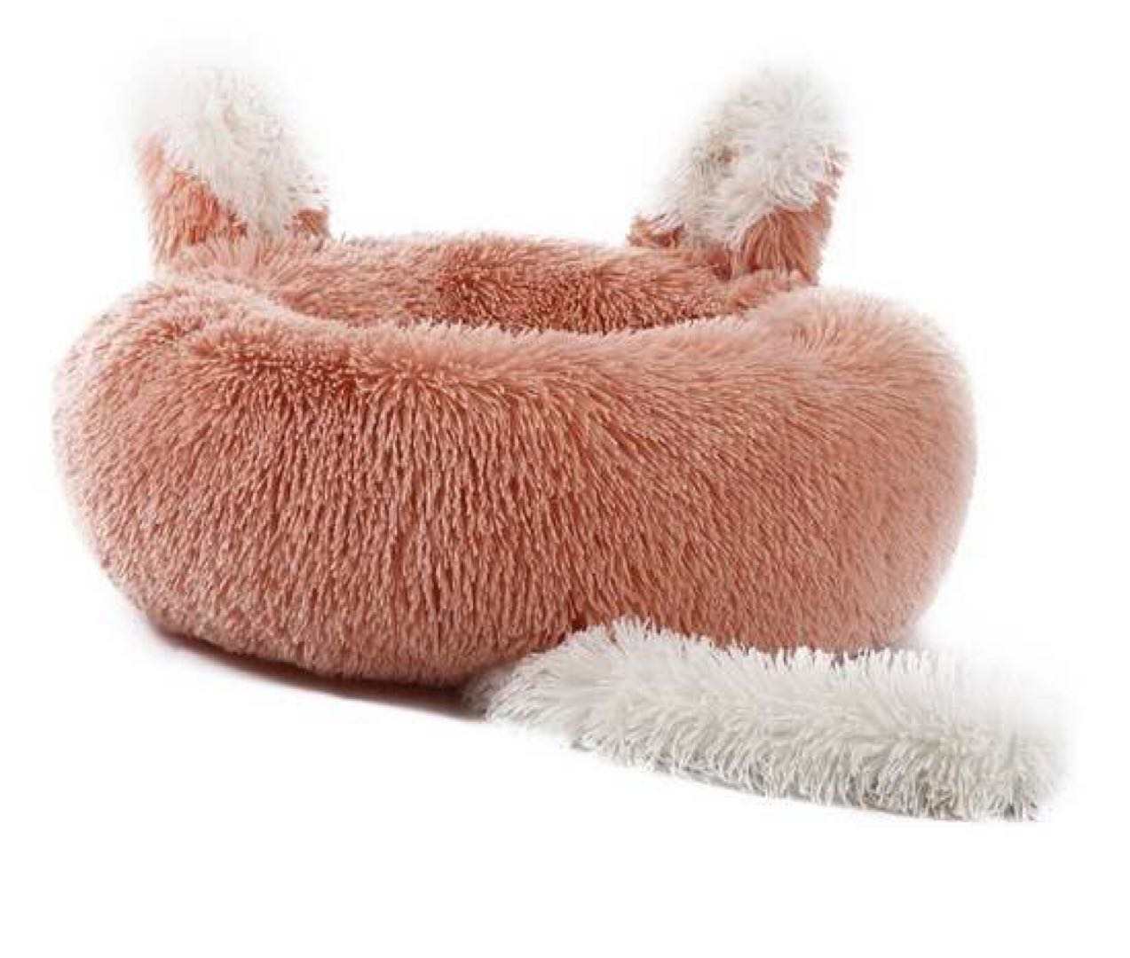 Plush Pet Bed with Ears & Tail for Cats & Small Dogs