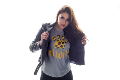 Cheetah Paw Print Mom T shirt