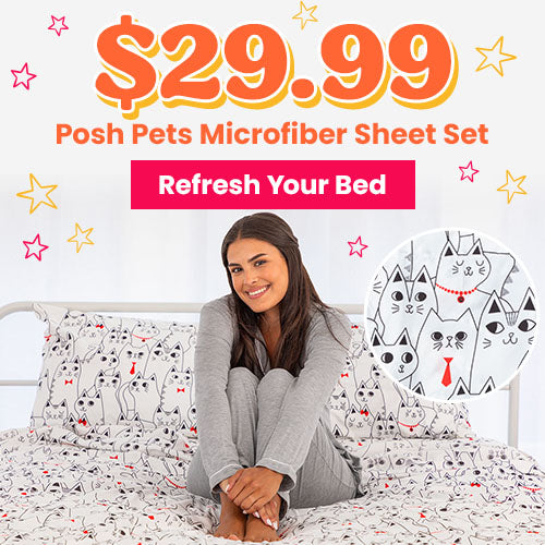 $29.99 Microfiber Sheet Set. Proceeds help support shelter pets and more through The Animal Rescue Site and GreaterGood.