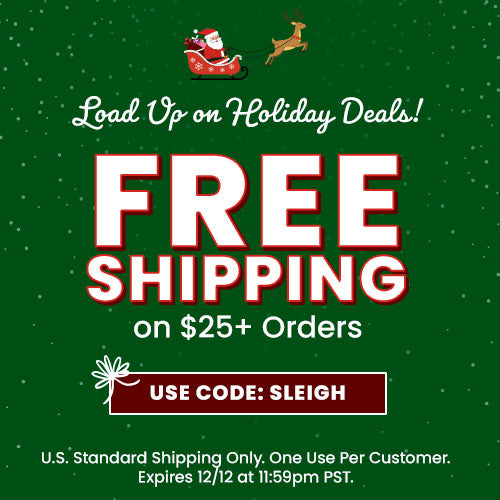 Free Shipping on $25+ Orders from The Animal Rescue Site and GreaterGood; proceeds help support shelter pets and more. Festive green holiday graphic with Santa sleigh and decorative icons.