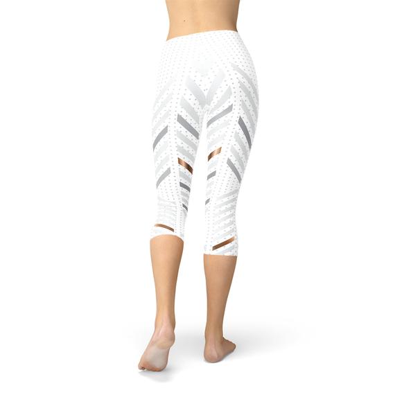 White Stripes Women's Capri Leggings