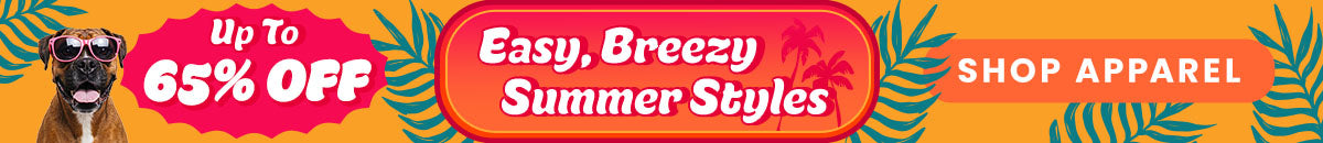 Easy, Breezy Summer Styles promotion by The Animal Rescue Site and GreaterGood. Proceeds help support shelter pets. Featured are a light blue tank top and dark teal cargo shorts.