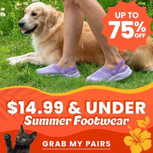$14.99 and Under Summer Footwear. Proceeds help support shelter pets and more through The Animal Rescue Site and GreaterGood