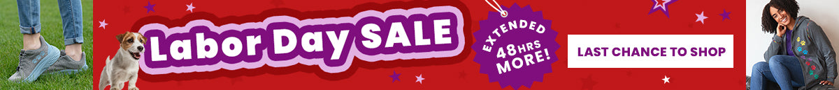 Shop the extended Labor Day Sale with 48 hours more for your last chance to shop deals on apparel and footwear like paw-print hoodies and sneakers. Proceeds help support shelter pets and more through The Animal Rescue Site and GreaterGood.