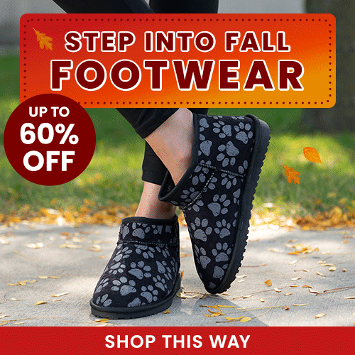 Step into fall footwear with up to 60% off cozy ankle booties featuring an all-over paw print pattern. Every purchase helps support shelter pets and more through The Animal Rescue Site and GreaterGood.