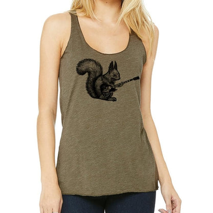 Squirrel Playing Guitar Racerback Tank Top