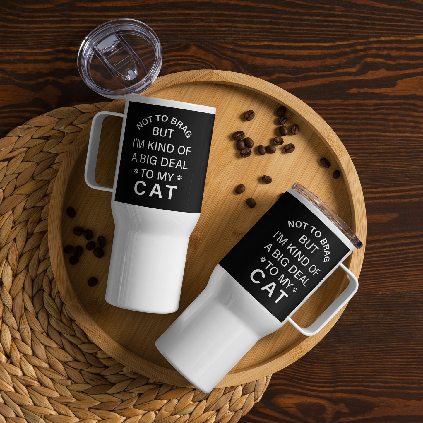 Not To Brag Cat 25oz Handle Tumbler Travel Mug