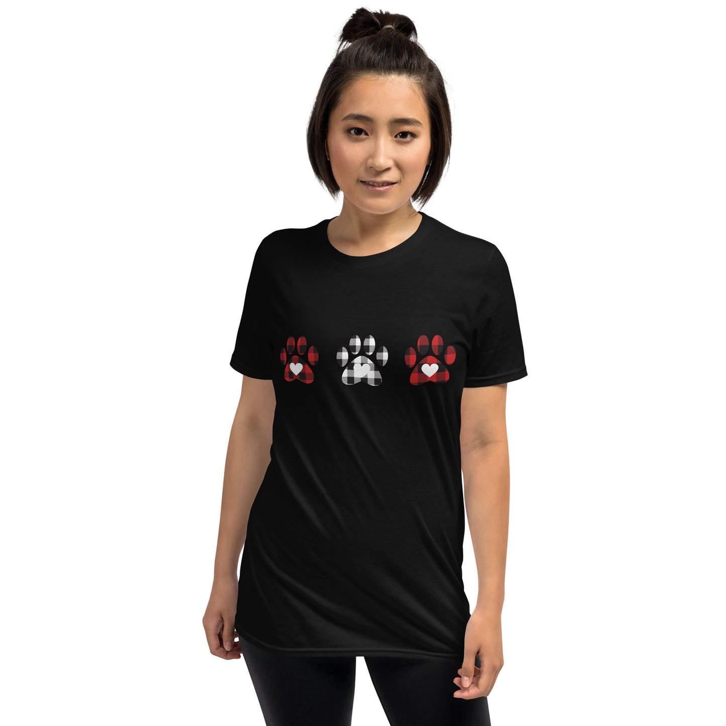 Triple Gingham Paws With Hearts T-Shirt