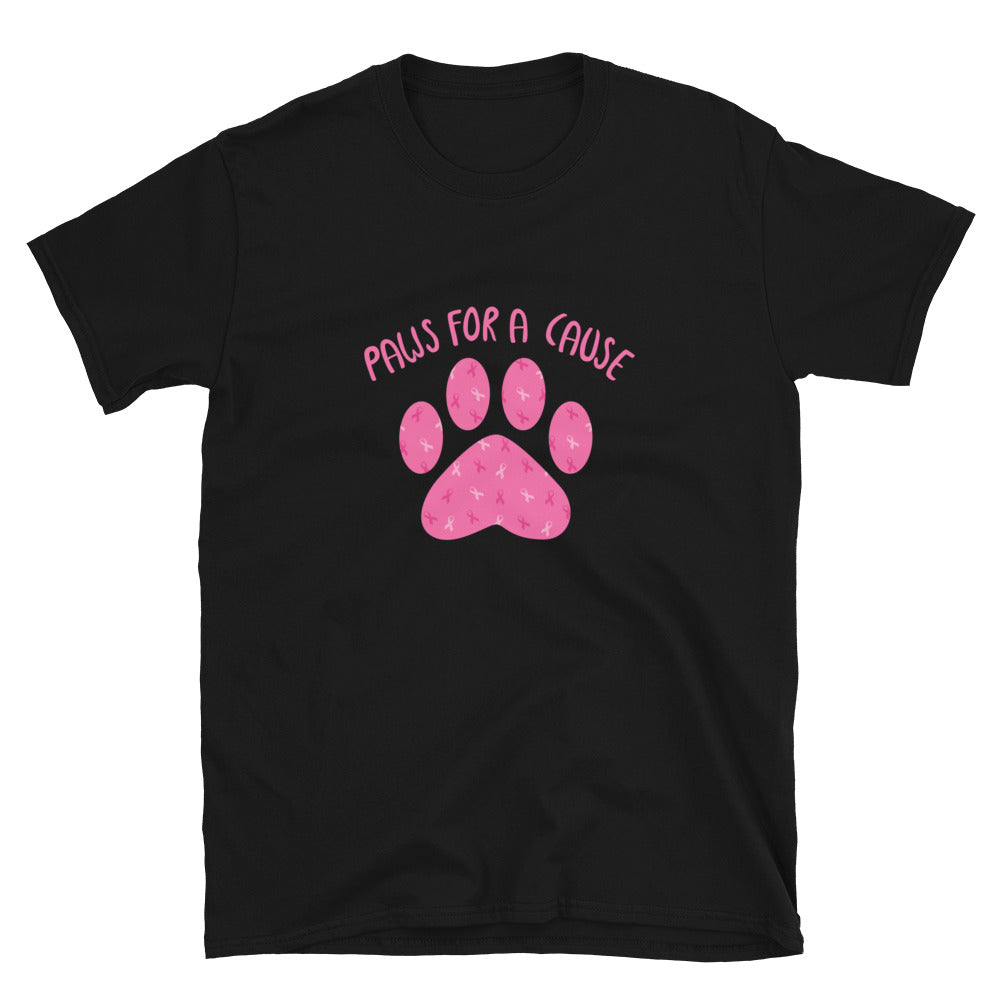 Paws For A Cause Pink Ribbon Paw Print T-Shirt