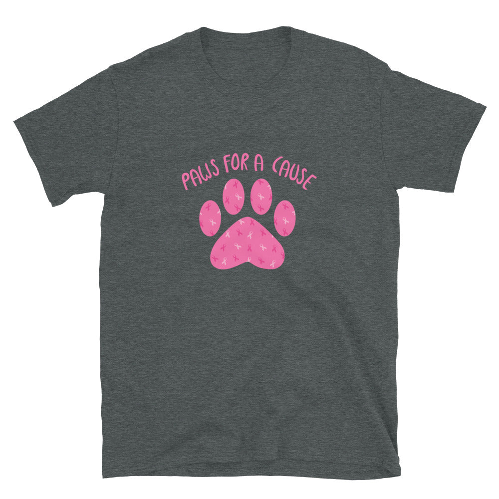 Paws For A Cause Pink Ribbon Paw Print T-Shirt