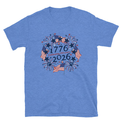 Royal Blue t-shirt with 'celebrating 250 years' text on a white background