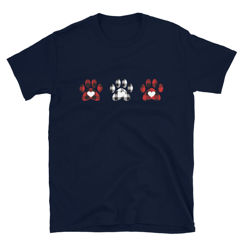 Triple Gingham Paws With Hearts T-Shirt