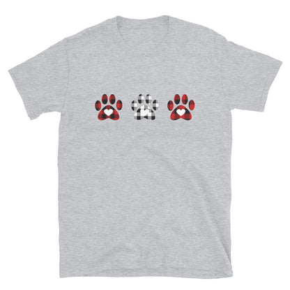 Triple Gingham Paws With Hearts T-Shirt