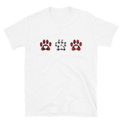 Triple Gingham Paws With Hearts T-Shirt