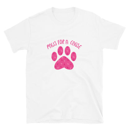 Paws For A Cause Pink Ribbon Paw Print T-Shirt