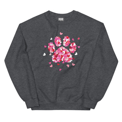 Pink Paw Print of Hearts Crewneck Sweatshirt